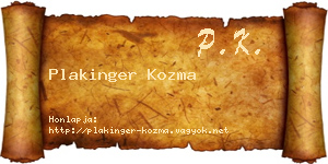 Plakinger Kozma névjegykártya